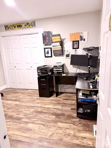 Wood-finish flooring throughout