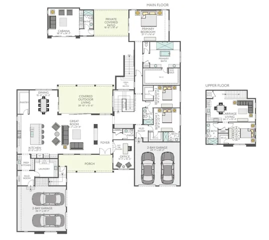 Main Level and Upper Level Floor plan
