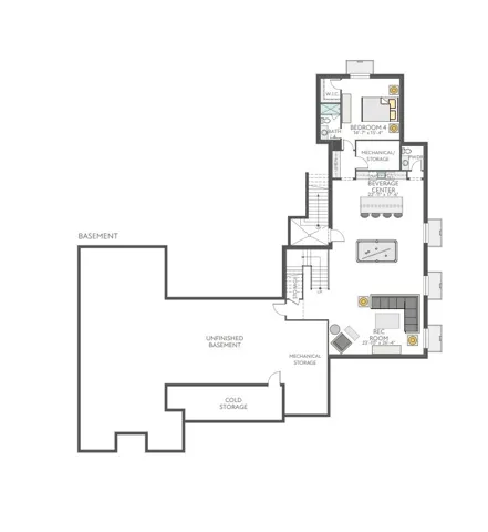 Optional partial finished basement floor plan