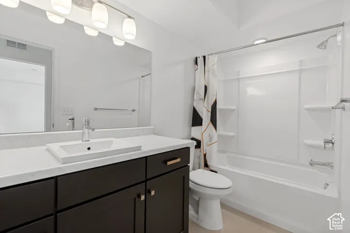 White vanity countertop with an integrated rectangular sink