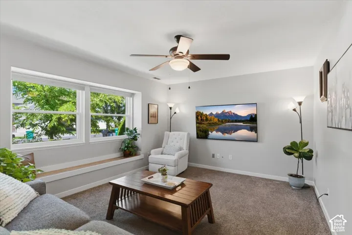Recessed window seat with natural wood finish