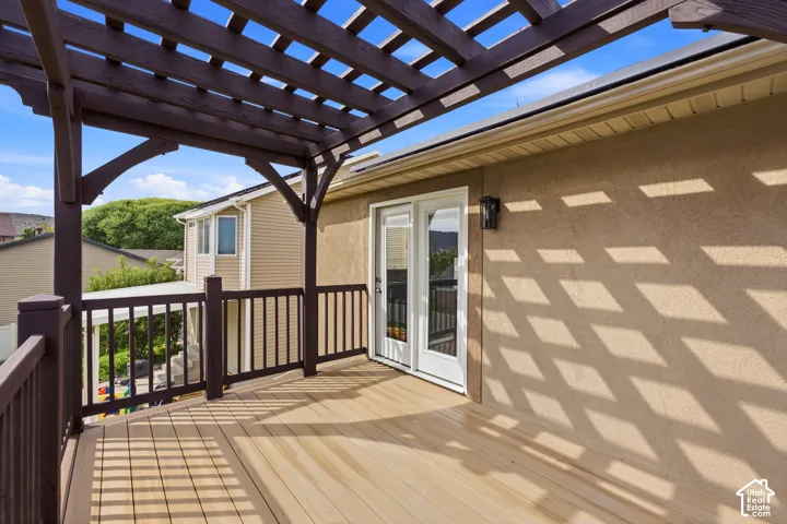 Expansive back deck off kitchen