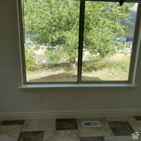 Expansive window with a deep sill