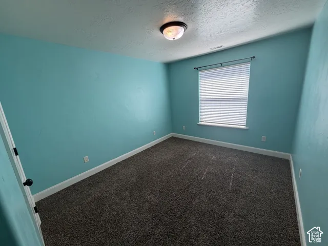 Wall-to-wall carpeting with light blue walls