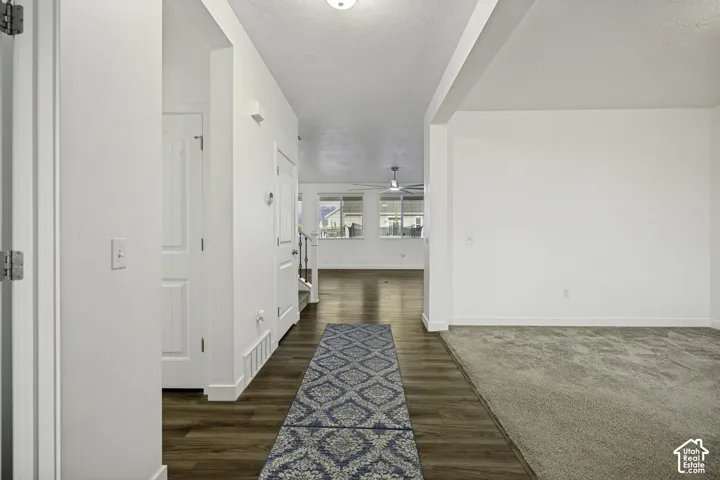 Wood-finish flooring at entry