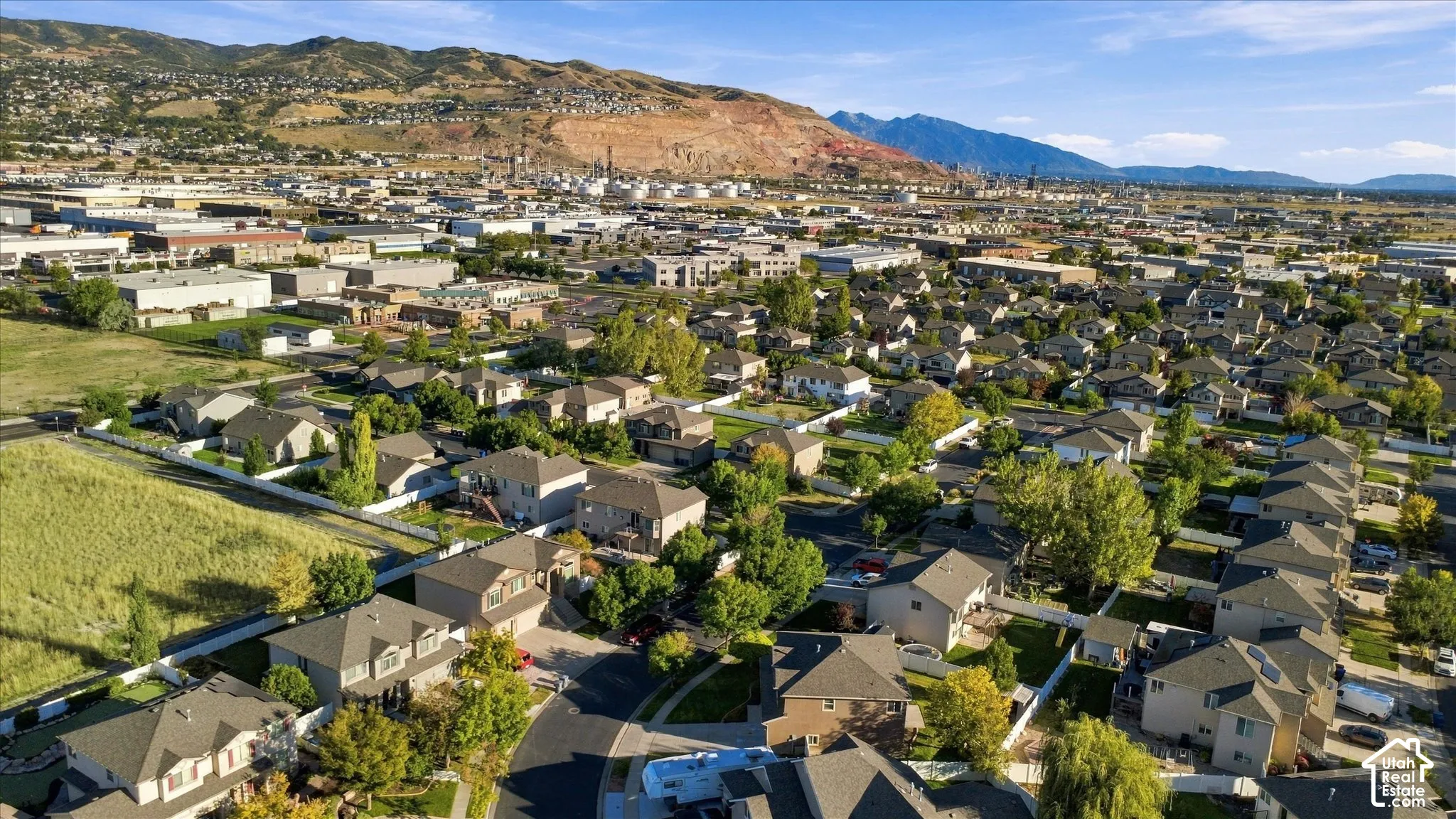Residential neighborhood with established homes and mature trees