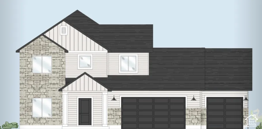Architectural Rendering. Illustrating the exterior design of the property, including materials and structural elements