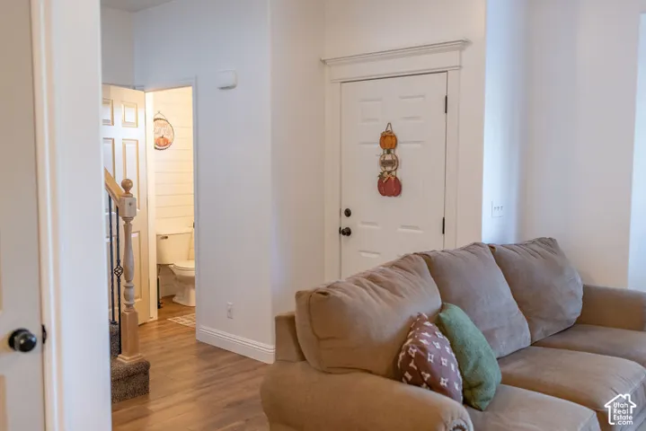 Wood-finish flooring throughout the main level