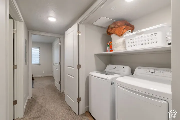Laundry area with integrated shelving