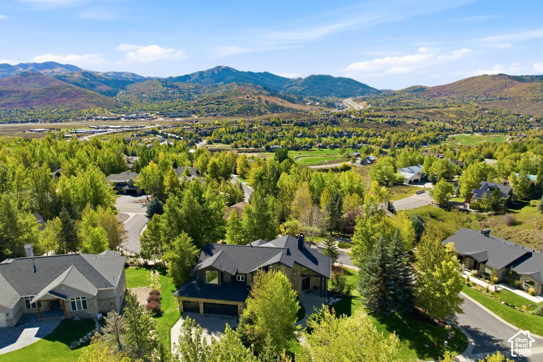 Property situated among mature trees with mountain backdrop