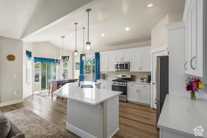 Vaulted ceilings with recessed lighting