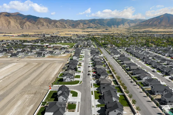 Established neighborhood with mountain backdrop