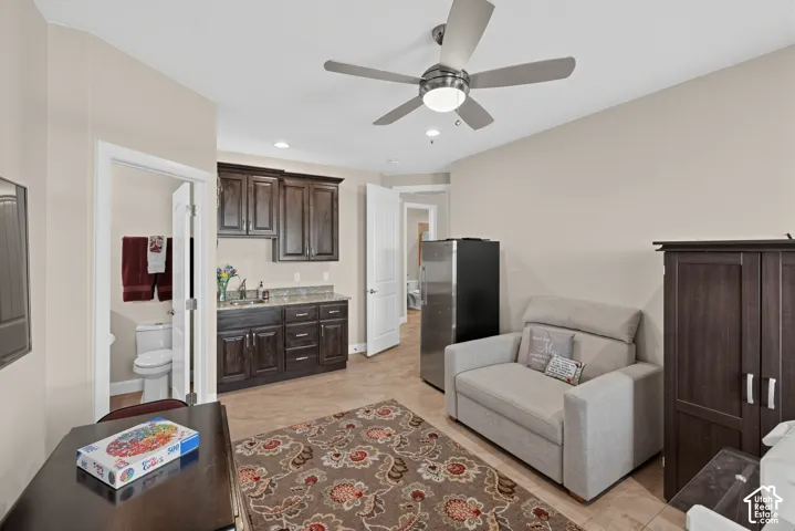 Casita with separate entrance with sink, fridge and hot plate.