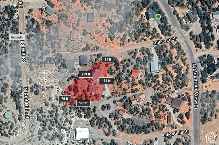 Aerial View. Illustrating the property boundaries and surrounding roads with measurements