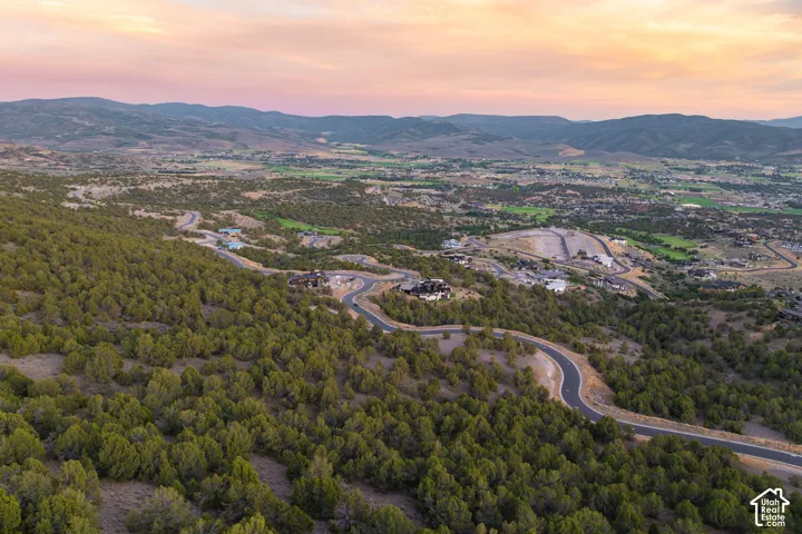 Winding paved roads through expansive tree-covered hillsides, surrounded by distant mountains