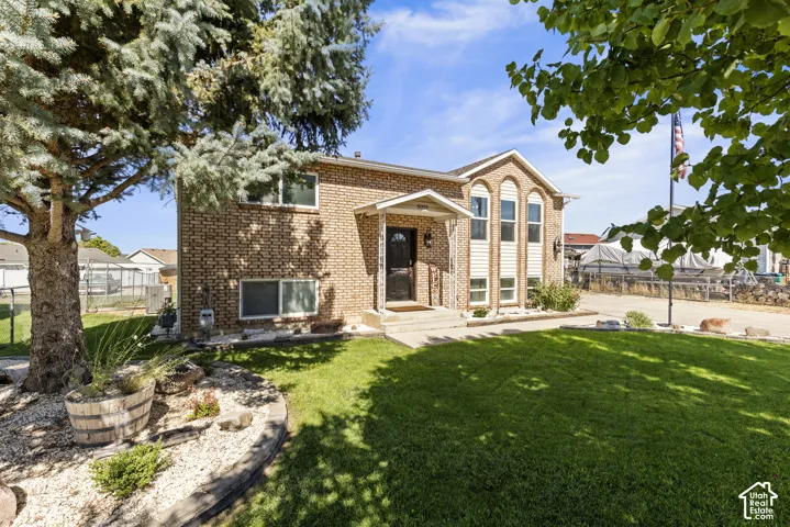 Brick exterior with white trim