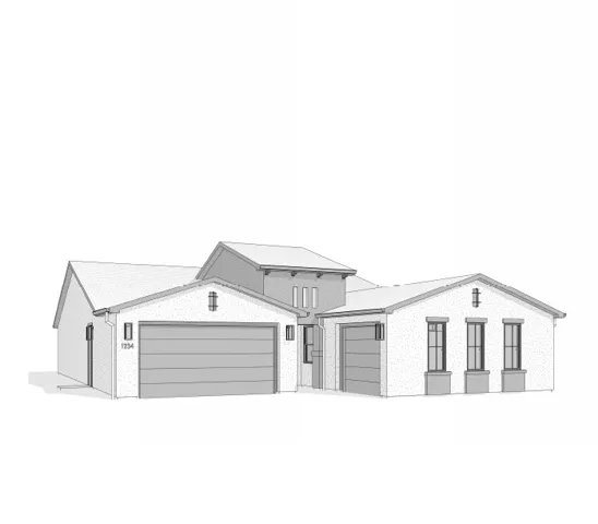 Architectural Rendering. Illustrating the exterior facade of the property.