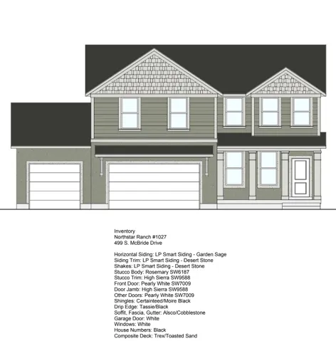 Architectural Rendering, Inventory Details. Outlining the exterior specifications and material selections for the property