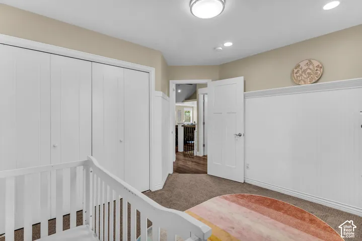 Recessed lighting and ceiling-mounted light fixture illuminate the interior