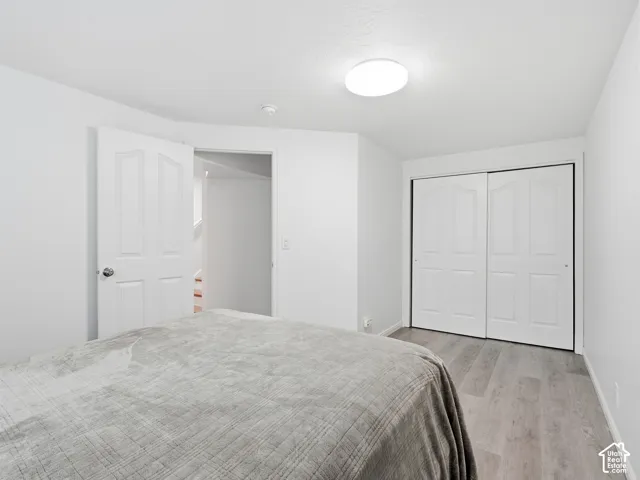 Neutral white walls complemented by light wood-finish flooring