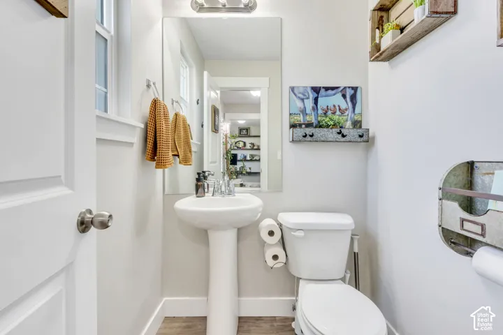 Pedestal sink with chrome-finish faucet