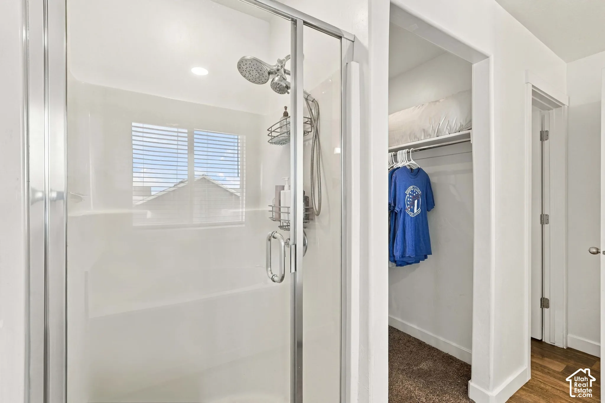 Shower with walk-in closet
