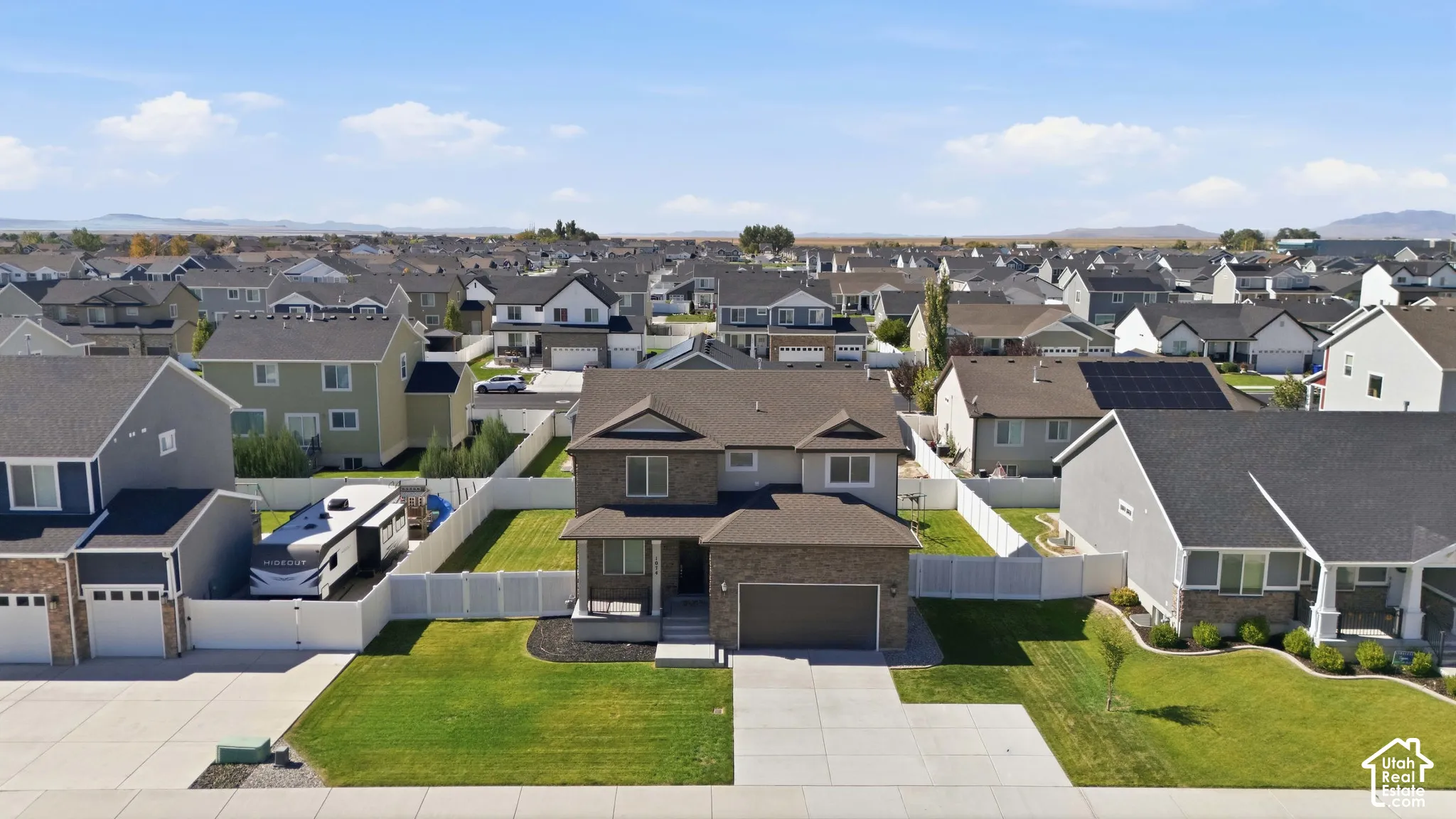Aerial shot of front of home