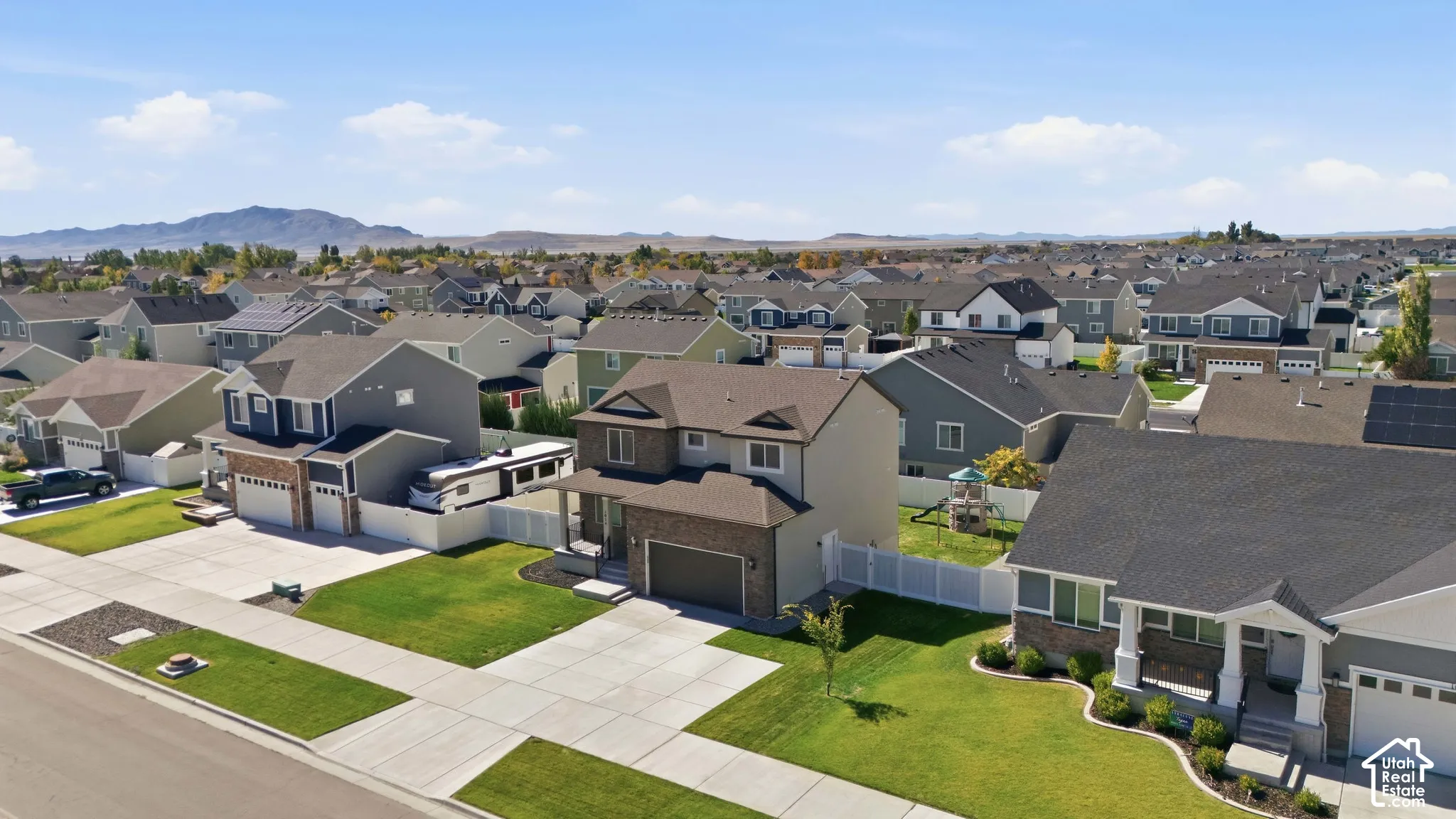 Aerial shot of front yard