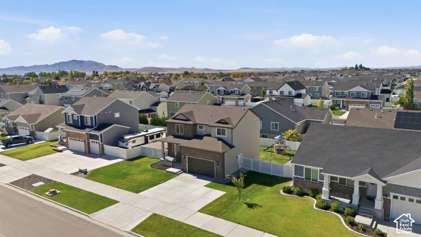 Aerial shot of front yard