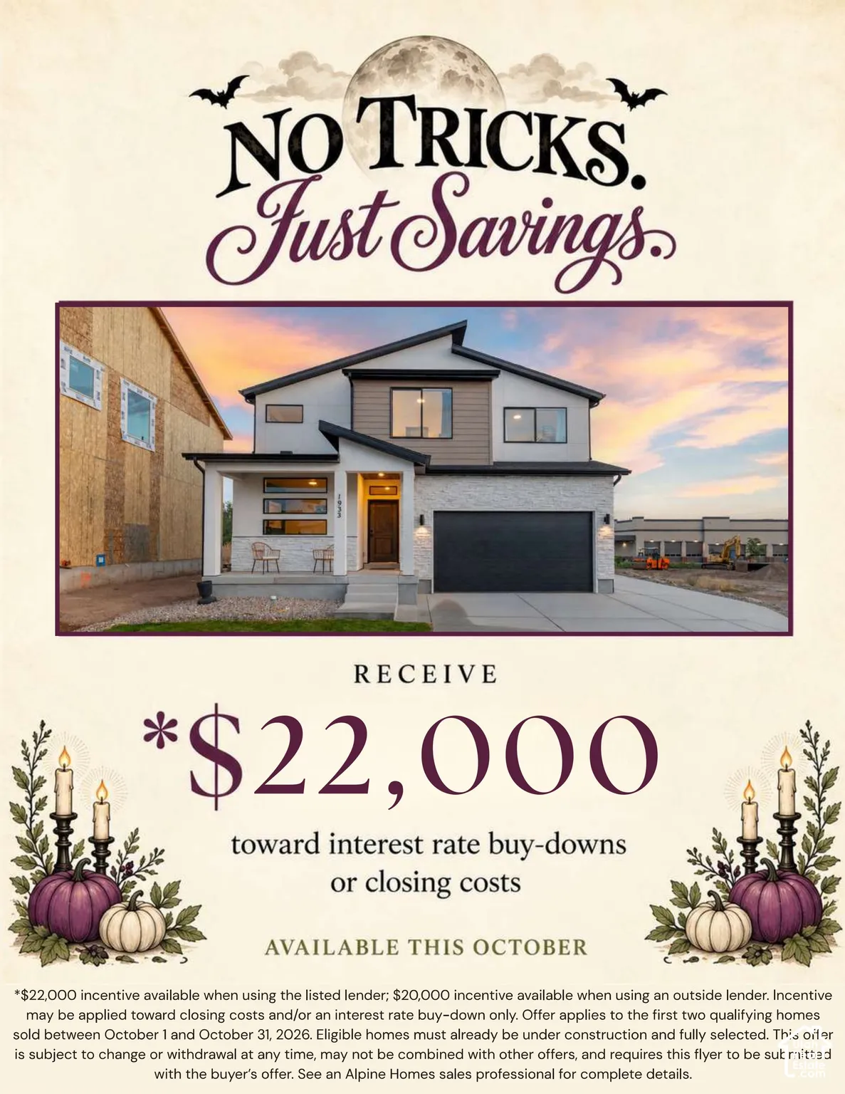 Promotional Flyer. Outlining financial incentives for the purchase of the property