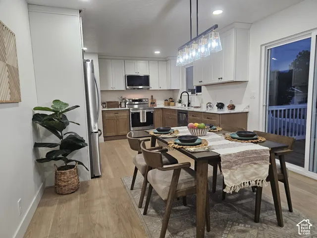 View from living room looking towards dining room and kitchen