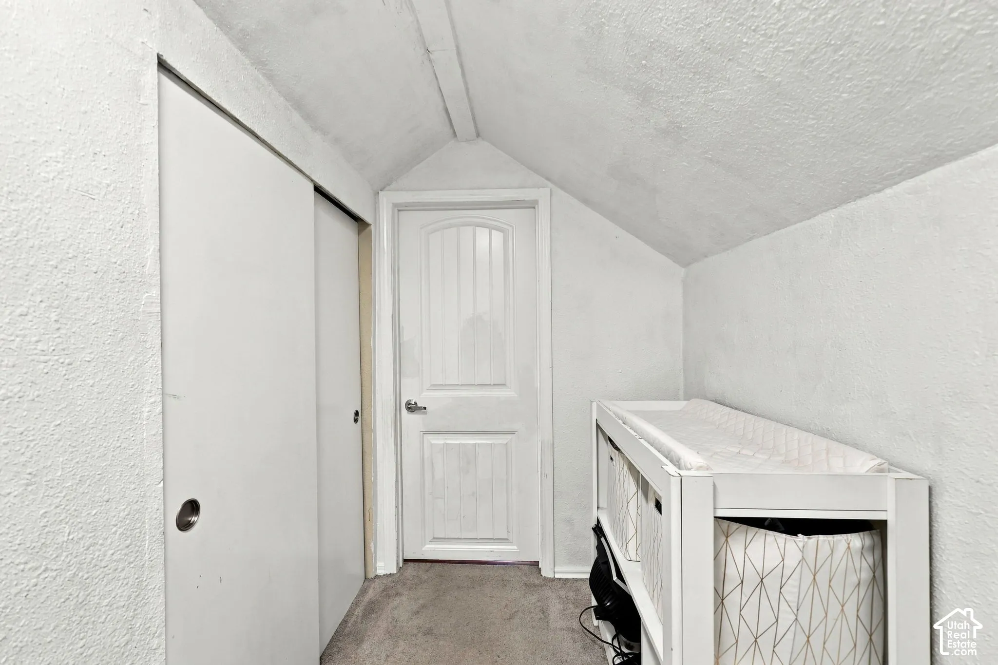 Sliding closet doors provide access to storage