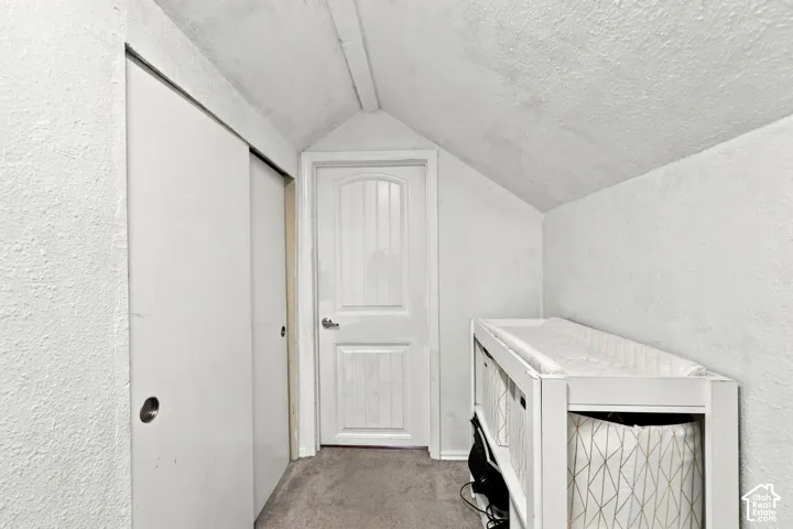 Sliding closet doors provide access to storage