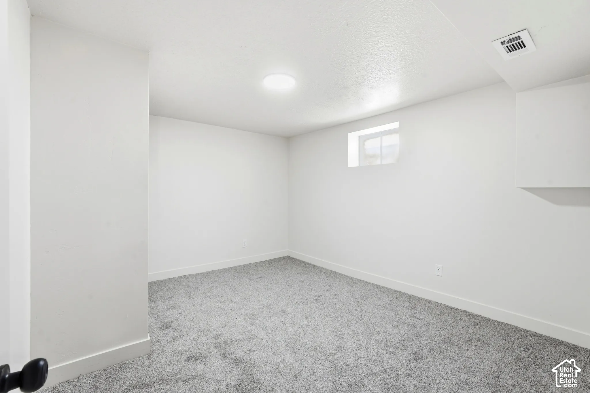Light gray carpeting and white walls