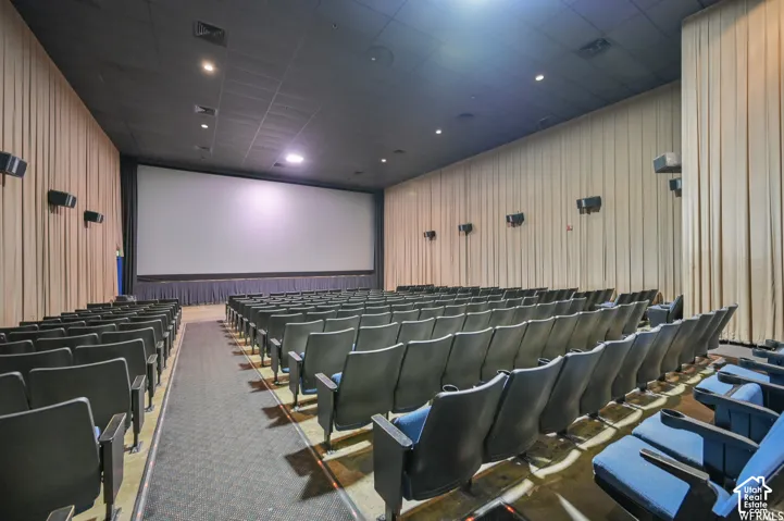 Large projection screen with a black frame