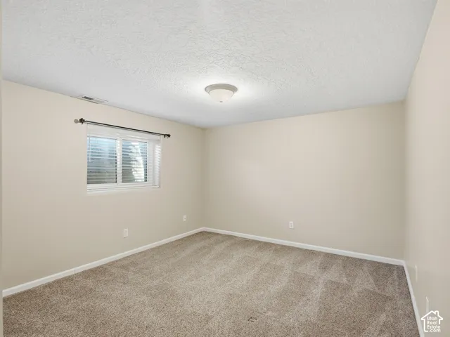 Neutral-toned walls, textured ceiling, and a flush mount light fixture
