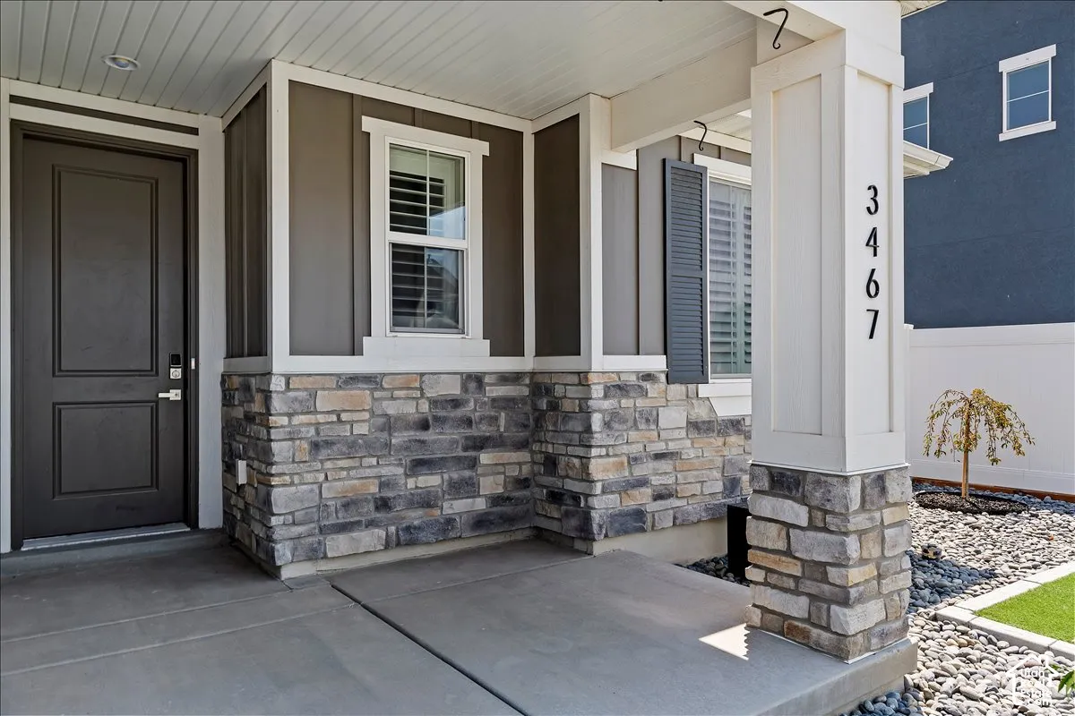 Stone veneer accents on the facade