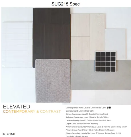 Interior Design Specification. Displaying material samples and their corresponding product details for the property