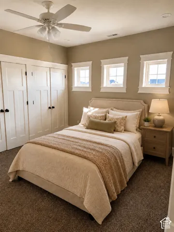 White ceiling fan with integrated lighting