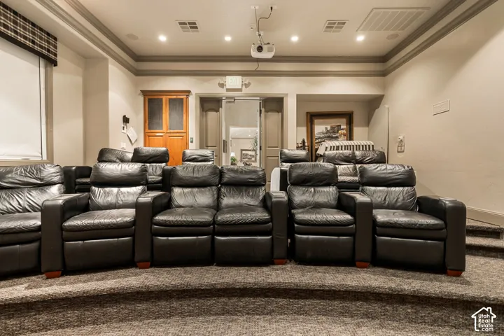 Tiered seating with carpeting