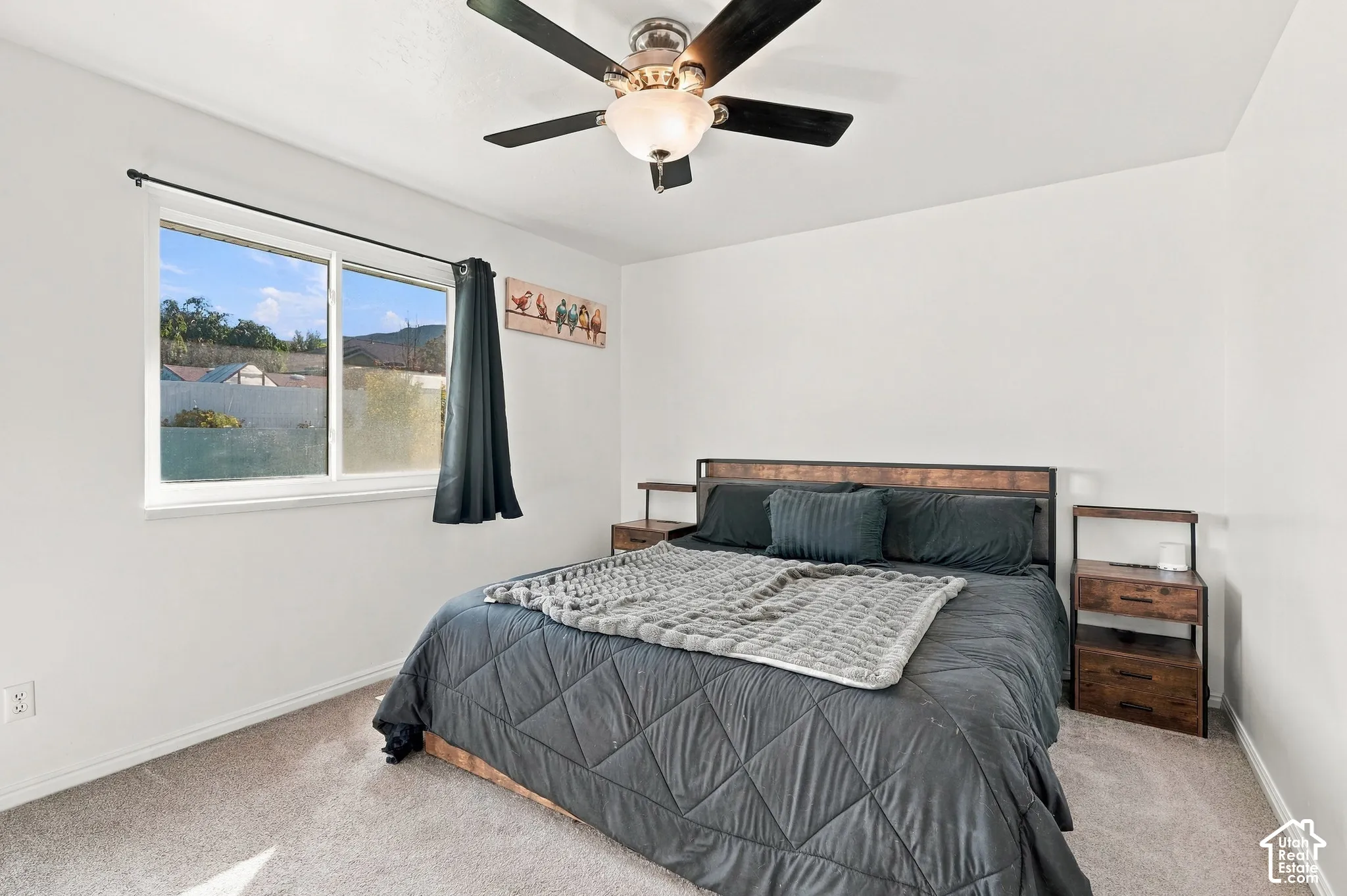 White walls and carpeted flooring