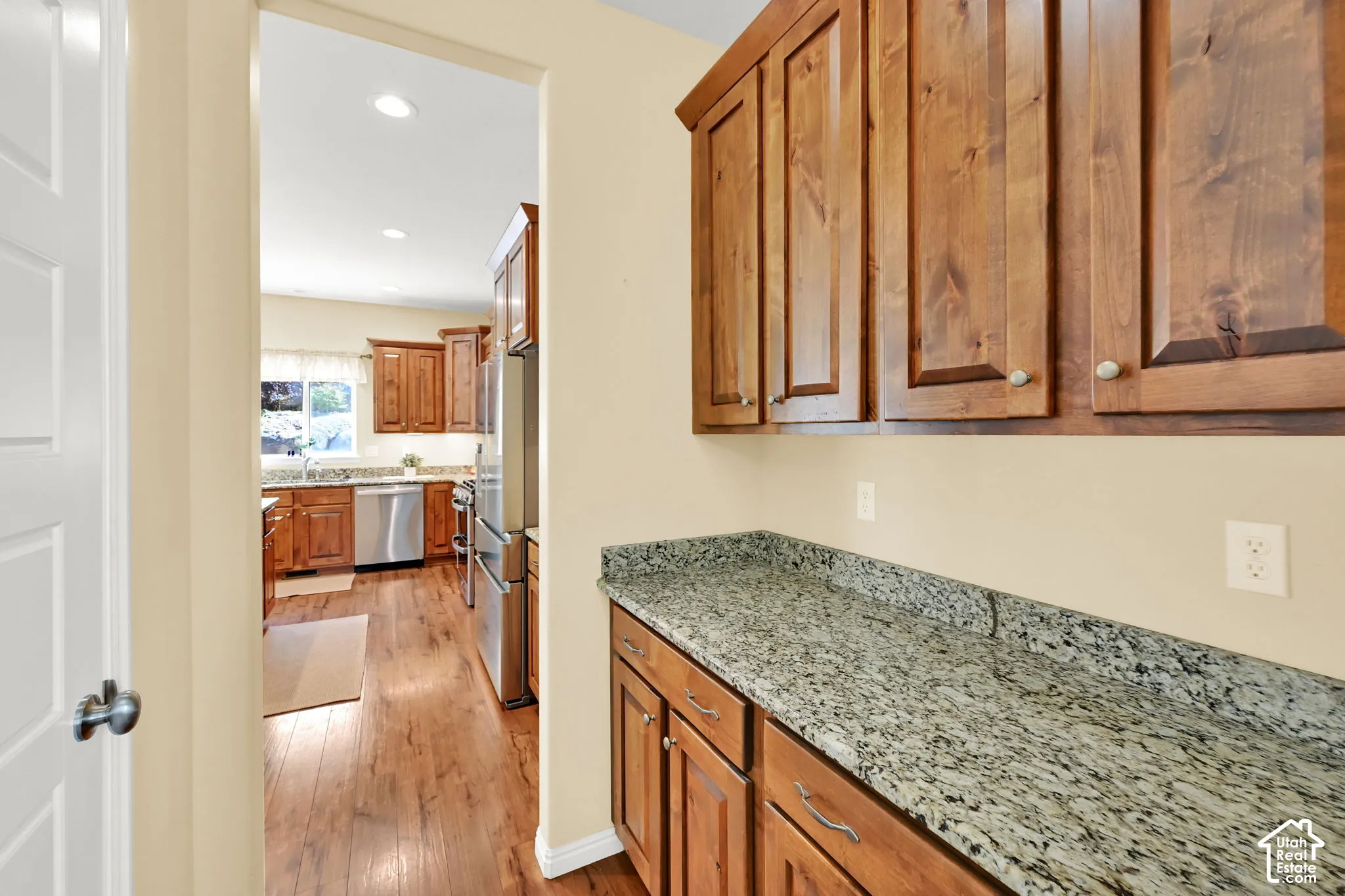 Wood-finish flooring throughout