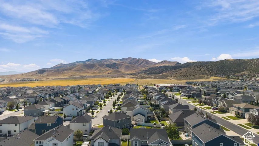 Extensive residential development with varied architectural styles, a paved road network, and established landscaping