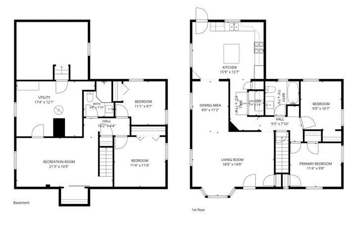 Main floor and basement floorplans.
