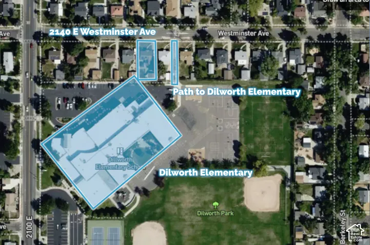 Aerial Map. Illustrating the property's location relative to Dilworth Elementary and Dilworth Park