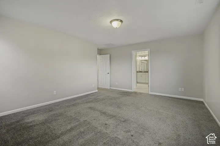 Carpeted flooring, neutral wall tones, and overhead lighting