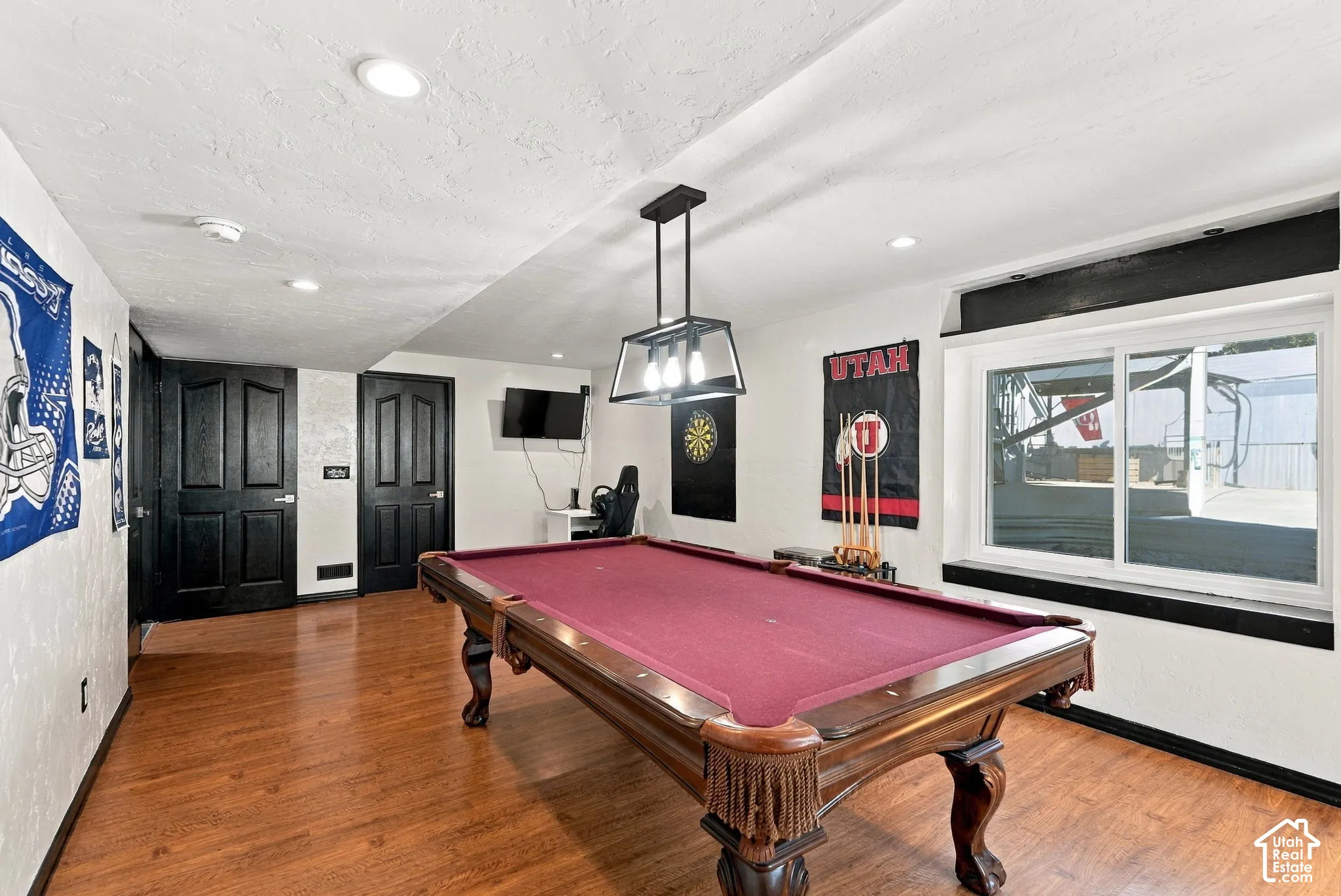 Wood-finish flooring with recessed lighting