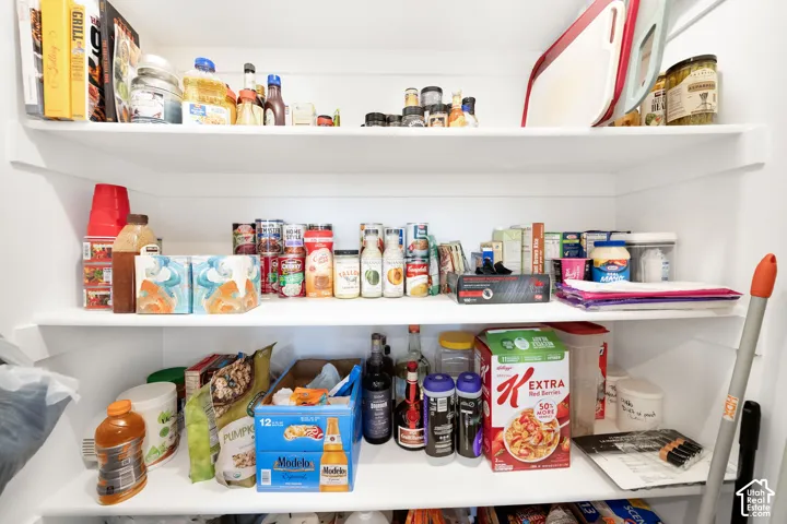 Built-in shelving providing extensive storage