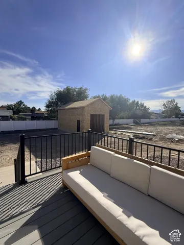 Composite decking with black metal railing