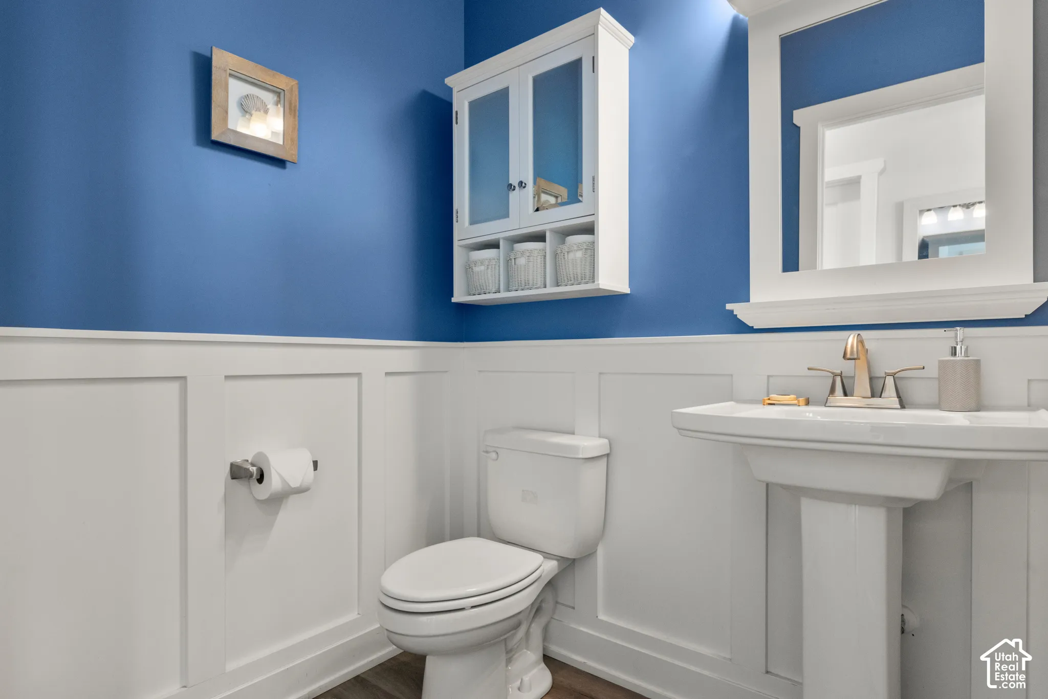 White wainscoting with board and batten detailing